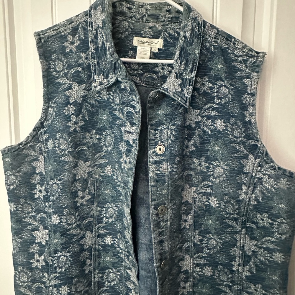 Coldwater Creek Blue Patterned Vest